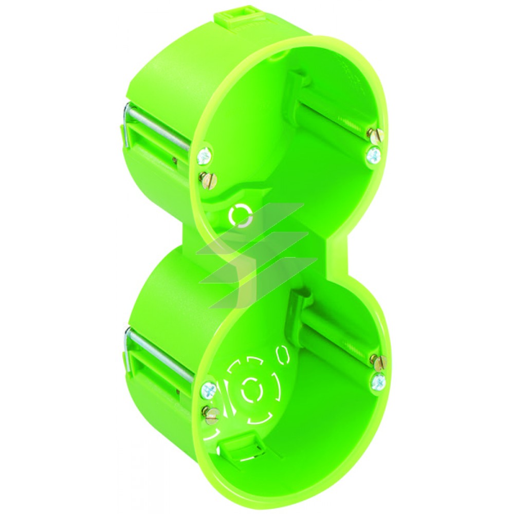 Підрозетник HW 050/2 подвійна Ø2х68мм, висотою 50мм, для стінок від 1 до 40мм, поліпропілен, зелена, IP30, Spelsberg